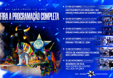 Caprichoso anuncia programação oficial da Semana de Aniversário de 113 anos do boi campeão de 2026