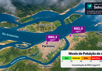Parintins respira fumaça: Selva exibe 680,2 µg/m³ de partículas finas; na Vila Amazônia, valor chega a 692,0