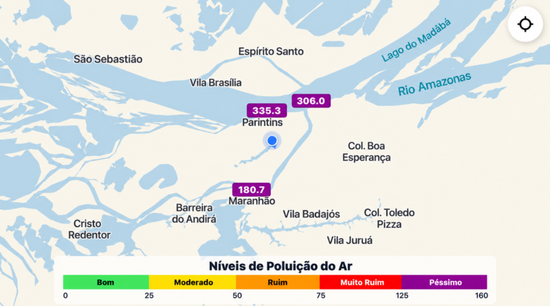Fumaça volta a tomar conta de Parintins após dia de céu azul